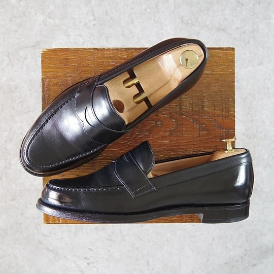 極上★(英)チーニー 7F【定価￥78,100-★HUDSON/ハドソン】5203ラスト/コインローファー/カーフ/黒/メンズ/CHEANEY★g740