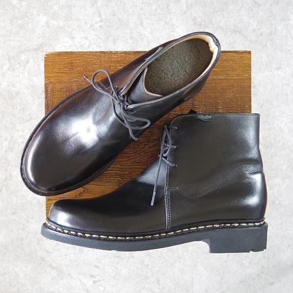 新品★パラブーツ SIZE 6.5【定価￥71,500-★ブロワ/BLOIS】TEXソール/チャッカブーツ/リスレザー/NOIRE/黒/Paraboot★g741