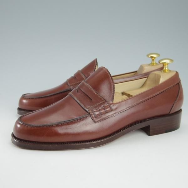 未使用★(伊)タニノクリスチー SIZE 5.5【貴重★デッドストック品/108051】コインローファー/カーフ/茶/メンズ/TANINO CRISCI★g746