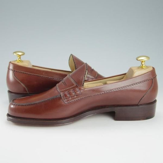 未使用★(伊)タニノクリスチー SIZE 5.5【貴重★デッドストック品/108051】コインローファー/カーフ/茶/メンズ/TANINO CRISCI★g746