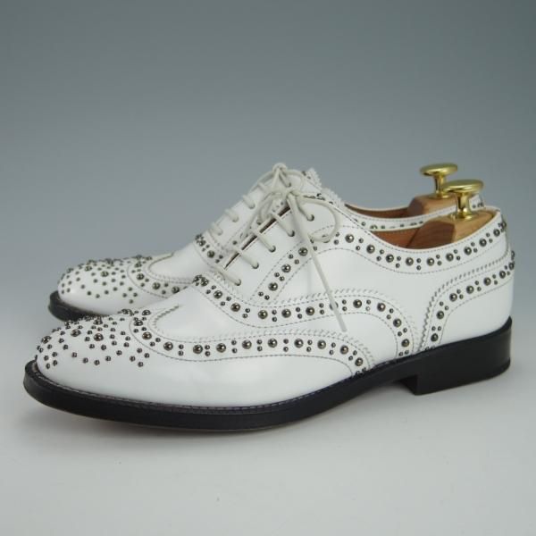美品★チャーチ(レディース) SIZE 36【同系モデル定価￥140,800-★BURWOOD MET 2/スタッズ】バーウッド/フルブローグ/白/Church's★g749