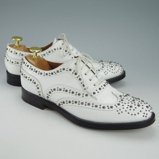 美品★チャーチ(レディース) SIZE 36【同系モデル定価￥140,800-★BURWOOD MET 2/スタッズ】バーウッド/フルブローグ/白/Church's★g749