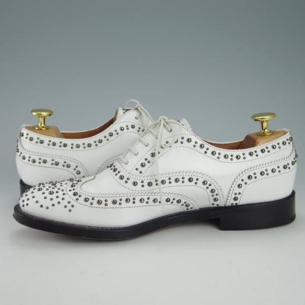美品★チャーチ(レディース) SIZE 36【同系モデル定価￥140,800-★BURWOOD MET 2/スタッズ】バーウッド/フルブローグ/白/Church's★g749