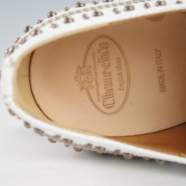 美品★チャーチ(レディース) SIZE 36【同系モデル定価￥140,800-★BURWOOD MET 2/スタッズ】バーウッド/フルブローグ/白/Church's★g749