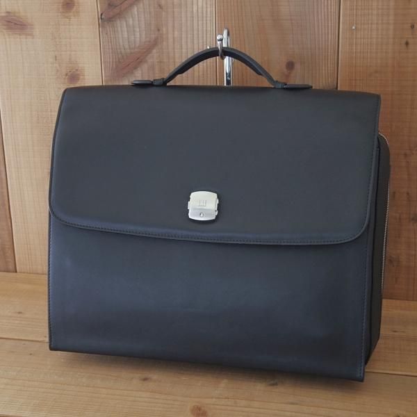 極上★(伊製)ダンヒル/dunhill【ノートPC収納可★オーバーナイトバッグ/大型ブリーフケース】レザー/メンズ/ビジネス/バッグ/黒/鞄★N5714