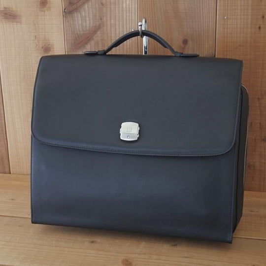 極上★(伊製)ダンヒル/dunhill【ノートPC収納可★オーバーナイトバッグ/大型ブリーフケース】レザー/メンズ/ビジネス/バッグ/黒/鞄★N5714