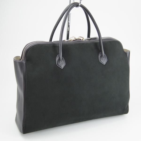 極美品★シセイ/cisei【コンビ仕様★レザー×スエード/トゥモローランド別注】ブリーフケース/メンズ/ビジネス/バッグ/黒/鞄/チセイ★N5715