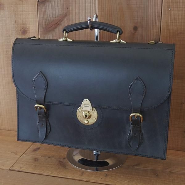 ほぼ未使用★(英)W&H GIDDEN【現行価格30万円程度★ブライドルレザー仕様/ブリーフケース】メンズ/ビジネス/バッグ/黒/革/鞄/WHギデン★N5716