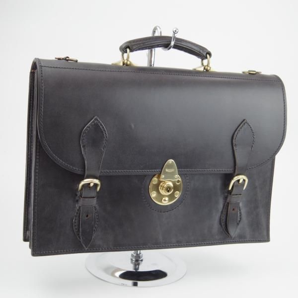 ほぼ未使用★(英)W&H GIDDEN【現行価格30万円程度★ブライドルレザー仕様/ブリーフケース】メンズ/ビジネス/バッグ/黒/革/鞄/WHギデン★N5716