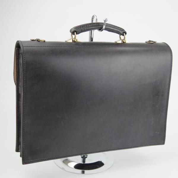 ほぼ未使用★(英)W&H GIDDEN【現行価格30万円程度★ブライドルレザー仕様/ブリーフケース】メンズ/ビジネス/バッグ/黒/革/鞄/WHギデン★N5716