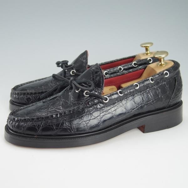 新品★(米)ユケテン 7.5C【定価2,500ドル(27万円程度)★クロコダイル/Genuine Crocodile】モカシン/1416/黒/メンズ/YUKETEN★g753
