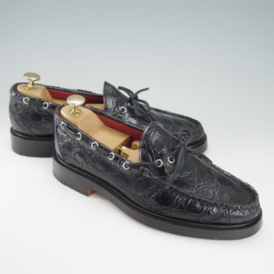 新品★(米)ユケテン 7.5C【定価2,500ドル(27万円程度)★クロコダイル/Genuine Crocodile】モカシン/1416/黒/メンズ/YUKETEN★g753