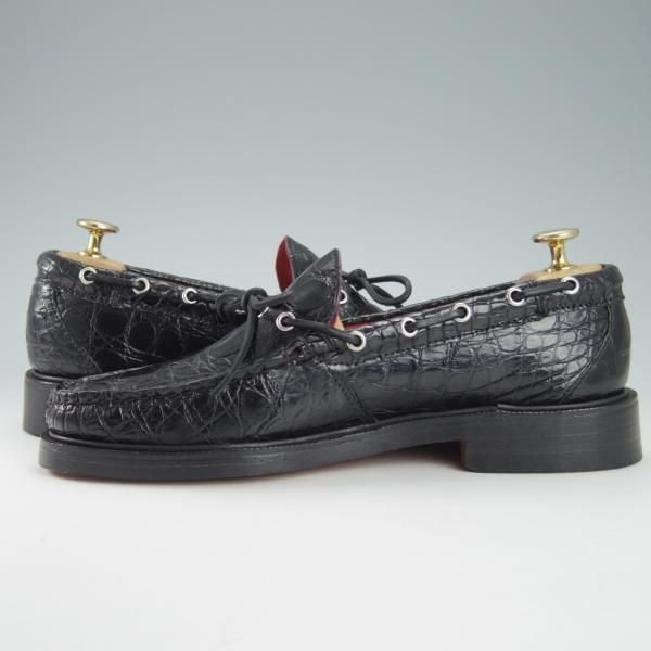 新品★(米)ユケテン 7.5C【定価2,500ドル(27万円程度)★クロコダイル/Genuine Crocodile】モカシン/1416/黒/メンズ/YUKETEN★g753