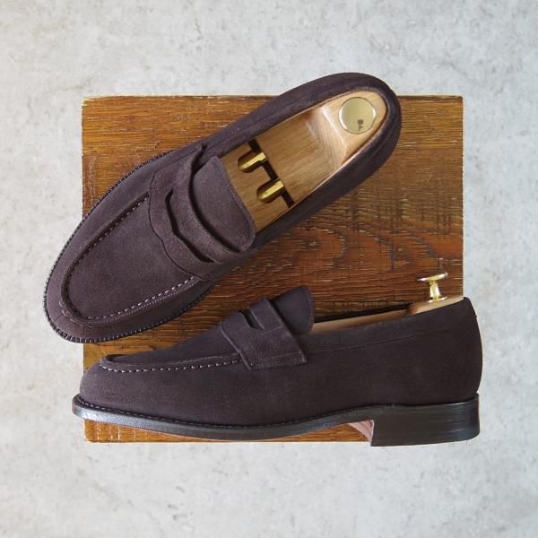 新品★チャーチ 60G/UK6【モデル定価￥85,320-★DARWIN/93ラスト】コインローファー/スエード/濃茶/メンズ/Church's★g755