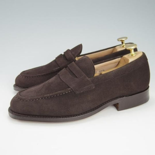 新品★チャーチ 60G/UK6【モデル定価￥85,320-★DARWIN/93ラスト】コインローファー/スエード/濃茶/メンズ/Church's★g755