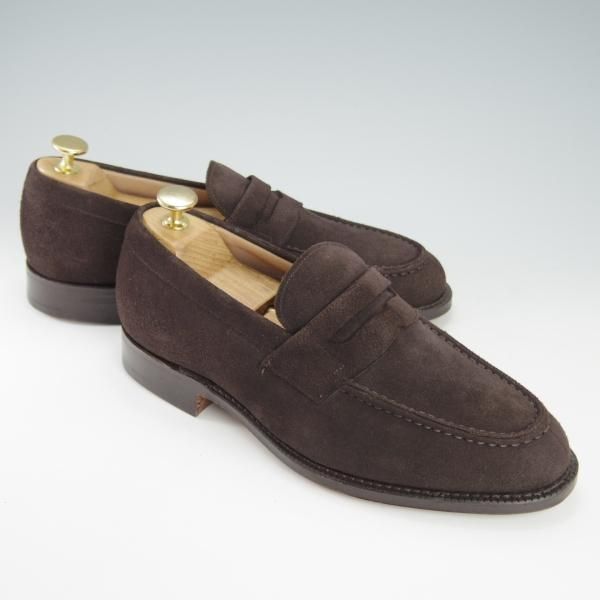 新品★チャーチ 60G/UK6【モデル定価￥85,320-★DARWIN/93ラスト】コインローファー/スエード/濃茶/メンズ/Church's★g755