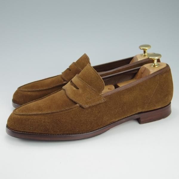 極上★クロケット&ジョーンズ 7.5E【定価￥74,800-★RICHMOND/314ラスト】コインローファー/スエード/茶/メンズ/Crockett&Jones★g756