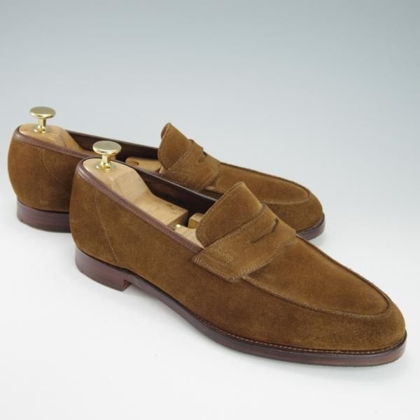 極上★クロケット&ジョーンズ 7.5E【定価￥74,800-★RICHMOND/314ラスト】コインローファー/スエード/茶/メンズ/Crockett&Jones★g756