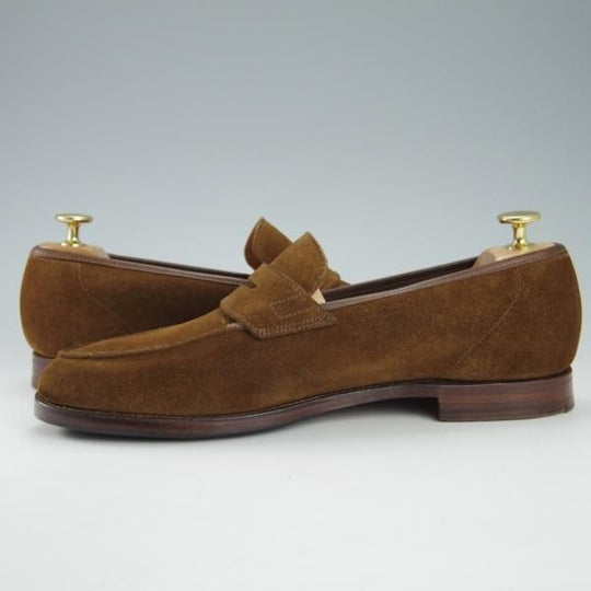 極上★クロケット&ジョーンズ 7.5E【定価￥74,800-★RICHMOND/314ラスト】コインローファー/スエード/茶/メンズ/Crockett&Jones★g756