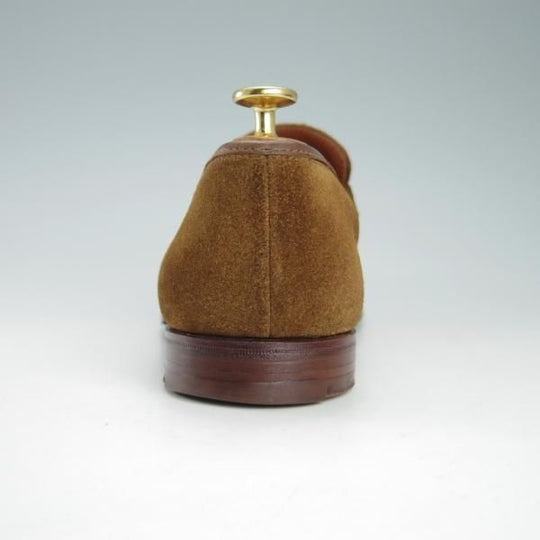 極上★クロケット&ジョーンズ 7.5E【定価￥74,800-★RICHMOND/314ラスト】コインローファー/スエード/茶/メンズ/Crockett&Jones★g756