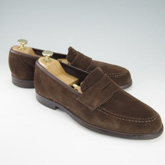 極上★クロケット&ジョーンズ 7E【★コインローファー/CITYソール】スエード/茶/メンズ/Crockett&Jones★g759