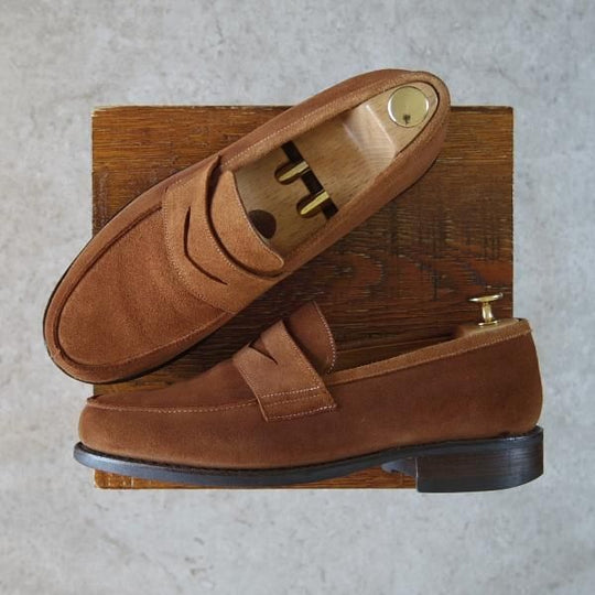 ★パラブーツ SIZE 7.5【モデル定価￥77,000-★DAX/ダックス】ギャラクシーソール/コインローファー/スエード/茶/Paraboot★g761