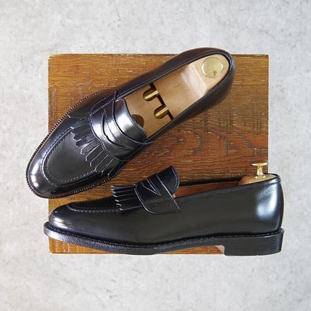 未使用★(米)アレンエドモンズ 7.5D【★(米)ラルフローレン別注/POLO Ralph Lauren】コインローファー/カーフ/黒/ALLEN EDMONDS★g769
