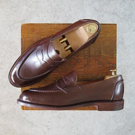 未使用★(米)アレンエドモンズ 7.5D【★(米)ラルフローレン別注/POLO Ralph Lauren】コインローファー/カーフ/濃茶/ALLEN EDMONDS★g770