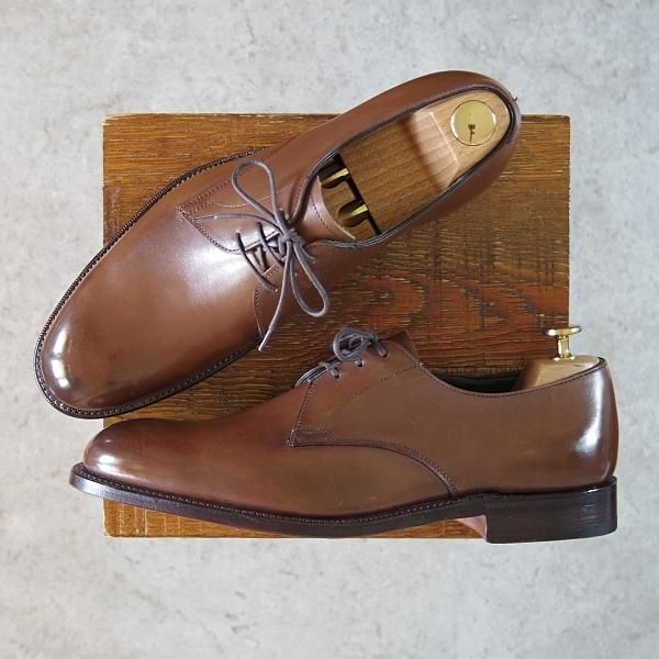 未使用★(英)グレンソン 8F【定価￥93,500-★G-ONEライン/G1】37705/プレーントゥ/Vフロント/カーフ/茶/メンズ/GRENSON★g771