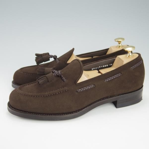 新品★三陽山長 SIZE 7【定価￥75,900-★鹿一郎/R2013ラスト】タッセルローファー/スエード/濃茶/メンズ/SanyoYamacho★g772