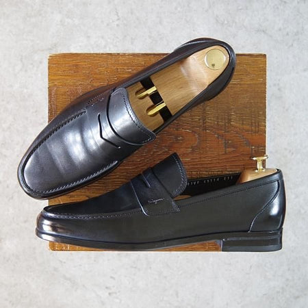 極美品★(伊)サルヴァトーレ・フェラガモ 8.5EE【★コインローファー/カーフ】スリッポン/黒/メンズ/Salvatore Ferragamo★g773