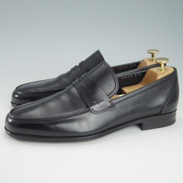 極美品★(伊)サルヴァトーレ・フェラガモ 8.5EE【★コインローファー/カーフ】スリッポン/黒/メンズ/Salvatore Ferragamo★g773
