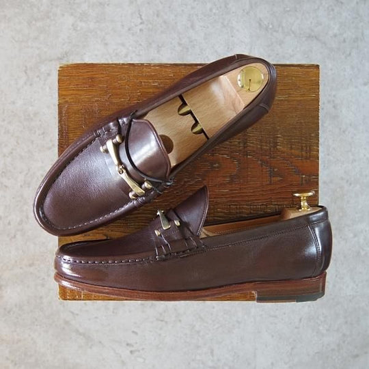 美品★(伊)F.LLIジャコメッティ SIZE 40【現行定価10万円程度★ビットローファー/FG291】カーフ/MARRONE/茶/Giacometti★g780