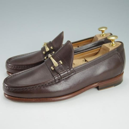 美品★(伊)F.LLIジャコメッティ SIZE 40【現行定価10万円程度★ビットローファー/FG291】カーフ/MARRONE/茶/Giacometti★g780