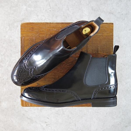 極美品★チャーチ(レディース) SIZE 37【定価￥130,900-★KETSBY WG/サイドゴアブーツ】ポリッシュドバインダーカーフ/黒/Church's★g781