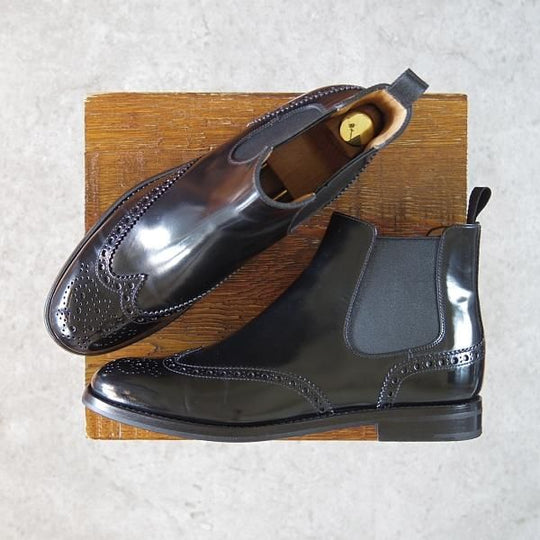 極美品★チャーチ(レディース) SIZE 37【定価￥130,900-★KETSBY WG/サイドゴアブーツ】ポリッシュドバインダーカーフ/黒/Church's★g781