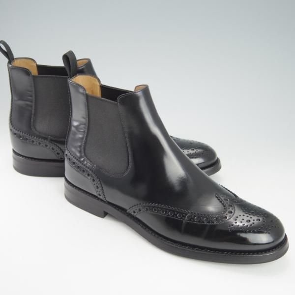 極美品★チャーチ(レディース) SIZE 37【定価￥130,900-★KETSBY WG/サイドゴアブーツ】ポリッシュドバインダーカーフ/黒/Church's★g781