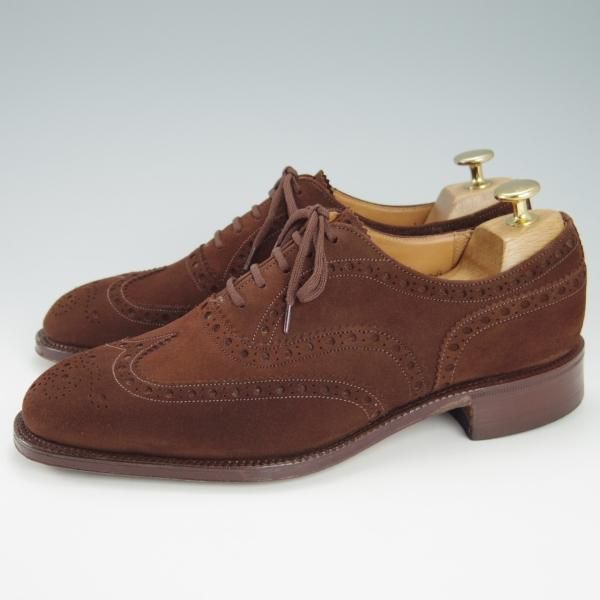 美品★チャーチ 65F/UK6.5【旧チャーチ★アンテロープ革/REAL CAPE BUCK/73ラスト】3都市ロゴ/フルブローグ/スエード/茶/Church's★g786