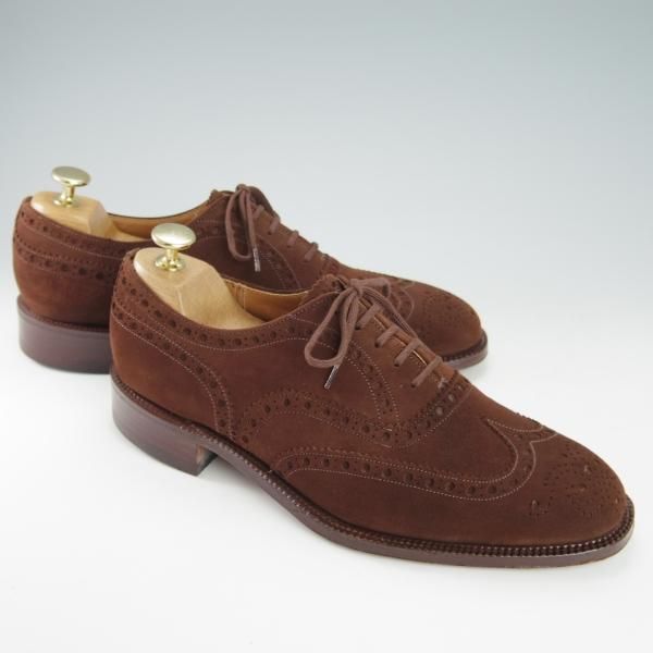 美品★チャーチ 65F/UK6.5【旧チャーチ★アンテロープ革/REAL CAPE BUCK/73ラスト】3都市ロゴ/フルブローグ/スエード/茶/Church's★g786