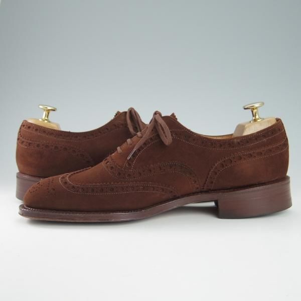 美品★チャーチ 65F/UK6.5【旧チャーチ★アンテロープ革/REAL CAPE BUCK/73ラスト】3都市ロゴ/フルブローグ/スエード/茶/Church's★g786