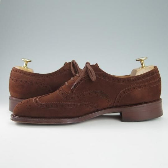 美品★チャーチ 65F/UK6.5【旧チャーチ★アンテロープ革/REAL CAPE BUCK/73ラスト】3都市ロゴ/フルブローグ/スエード/茶/Church's★g786