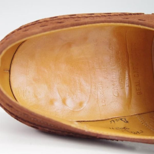 美品★チャーチ 65F/UK6.5【旧チャーチ★アンテロープ革/REAL CAPE BUCK/73ラスト】3都市ロゴ/フルブローグ/スエード/茶/Church's★g786