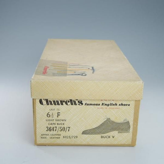 美品★チャーチ 65F/UK6.5【旧チャーチ★アンテロープ革/REAL CAPE BUCK/73ラスト】3都市ロゴ/フルブローグ/スエード/茶/Church's★g786