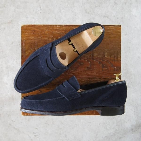 極上★クロケット&ジョーンズ 6E【ダイナイトソール仕様★ユナイテッドアローズ別注/ANTON】コインローファー/紺/Crockett&Jones★g787