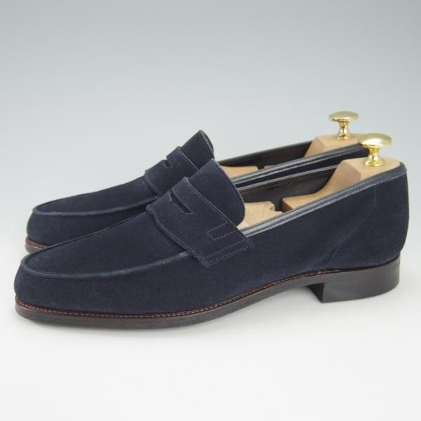 極上★クロケット&ジョーンズ 6E【ダイナイトソール仕様★ユナイテッドアローズ別注/ANTON】コインローファー/紺/Crockett&Jones★g787