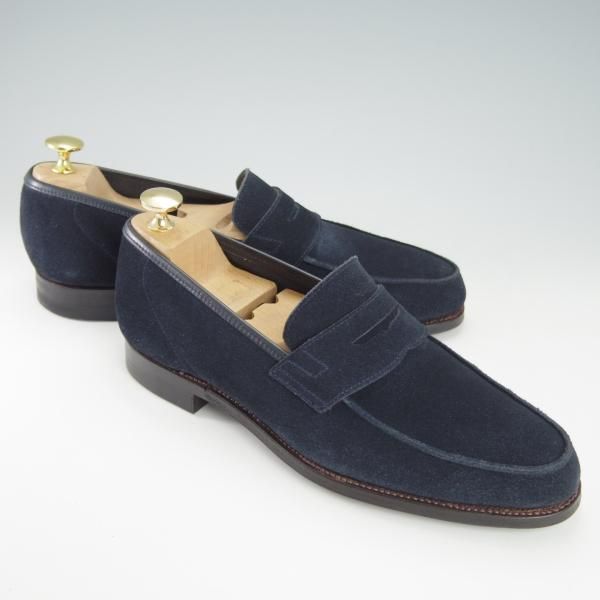 極上★クロケット&ジョーンズ 6E【ダイナイトソール仕様★ユナイテッドアローズ別注/ANTON】コインローファー/紺/Crockett&Jones★g787