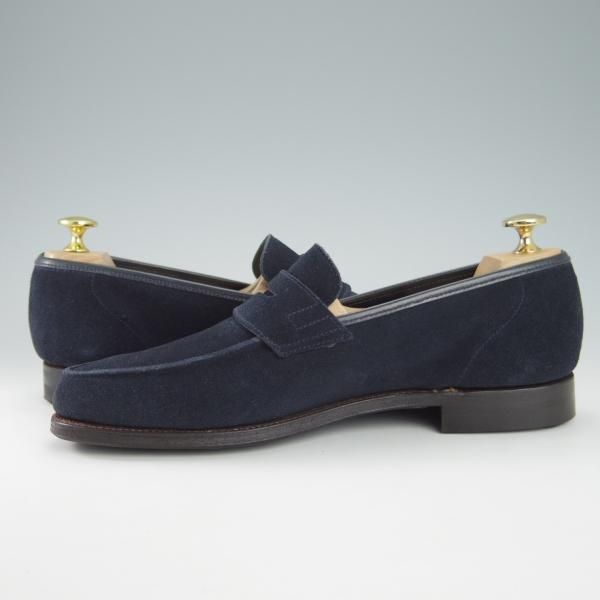 極上★クロケット&ジョーンズ 6E【ダイナイトソール仕様★ユナイテッドアローズ別注/ANTON】コインローファー/紺/Crockett&Jones★g787