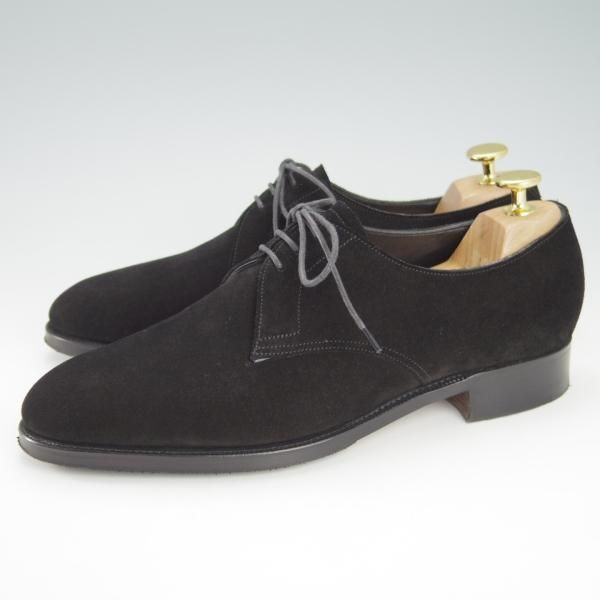 極美品★(英)FOSTER&SON/フォスター&サン 5.5E【定価￥148,500-★HOLKHAM/05ラスト】プレーントゥ/Vフロント/スエード/黒/メンズ★g794