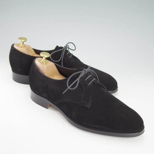 極美品★(英)FOSTER&SON/フォスター&サン 5.5E【定価￥148,500-★HOLKHAM/05ラスト】プレーントゥ/Vフロント/スエード/黒/メンズ★g794
