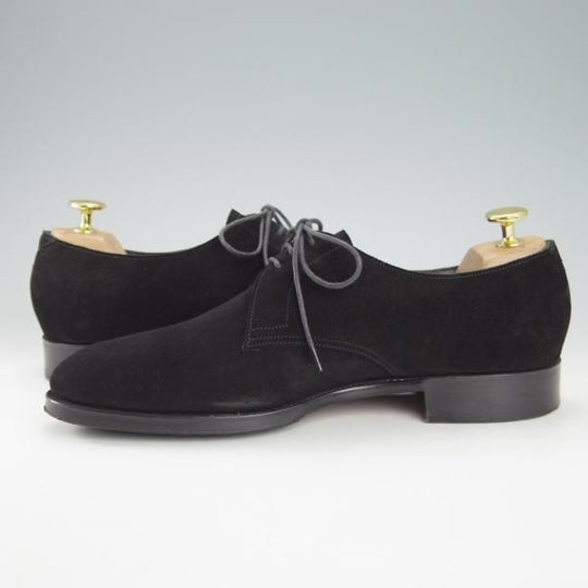 極美品★(英)FOSTER&SON/フォスター&サン 5.5E【定価￥148,500-★HOLKHAM/05ラスト】プレーントゥ/Vフロント/スエード/黒/メンズ★g794